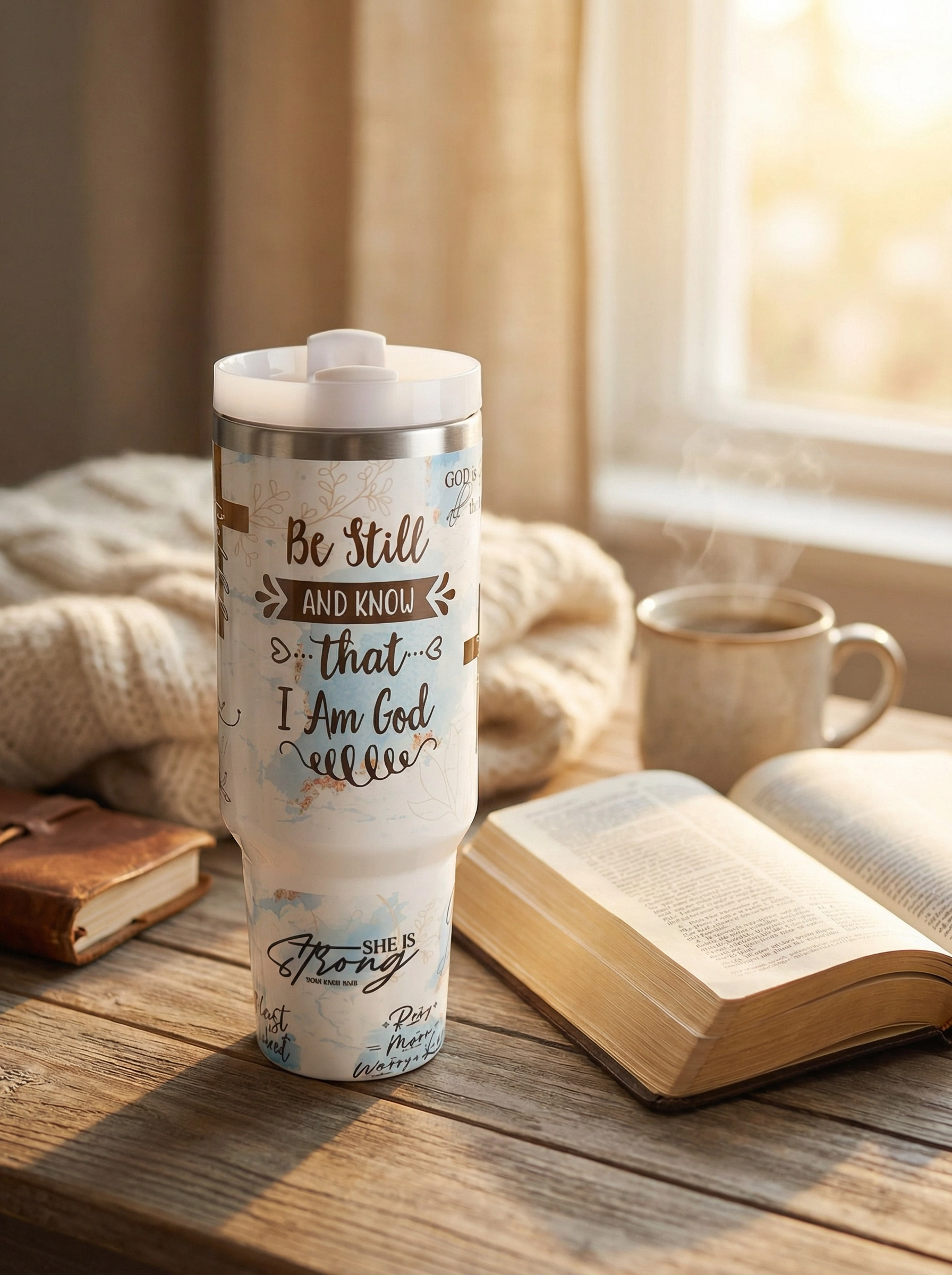 Faith Over Fear Christian 40oz Tumbler with Handle