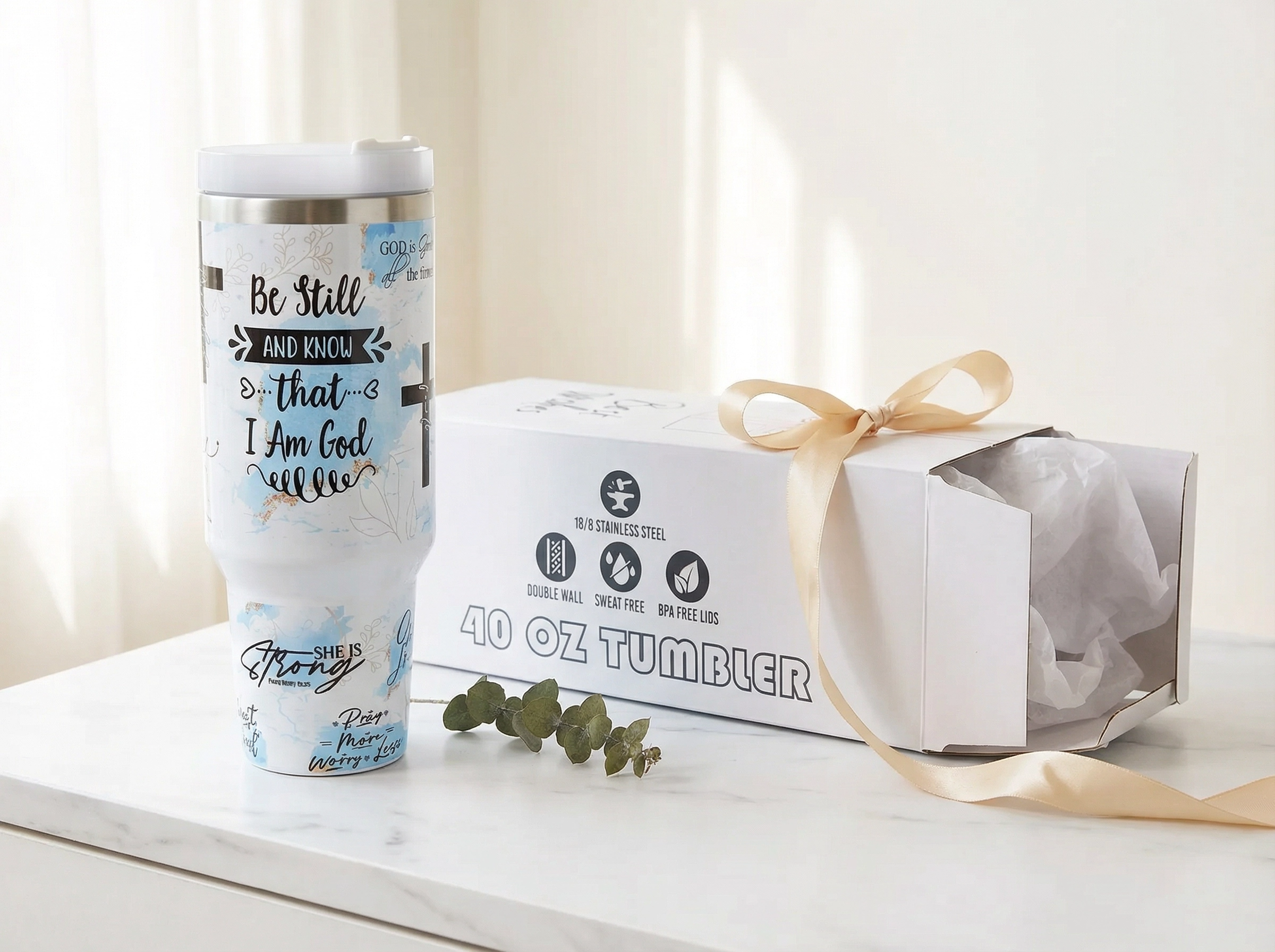 Faith Over Fear Christian 40oz Tumbler with Handle