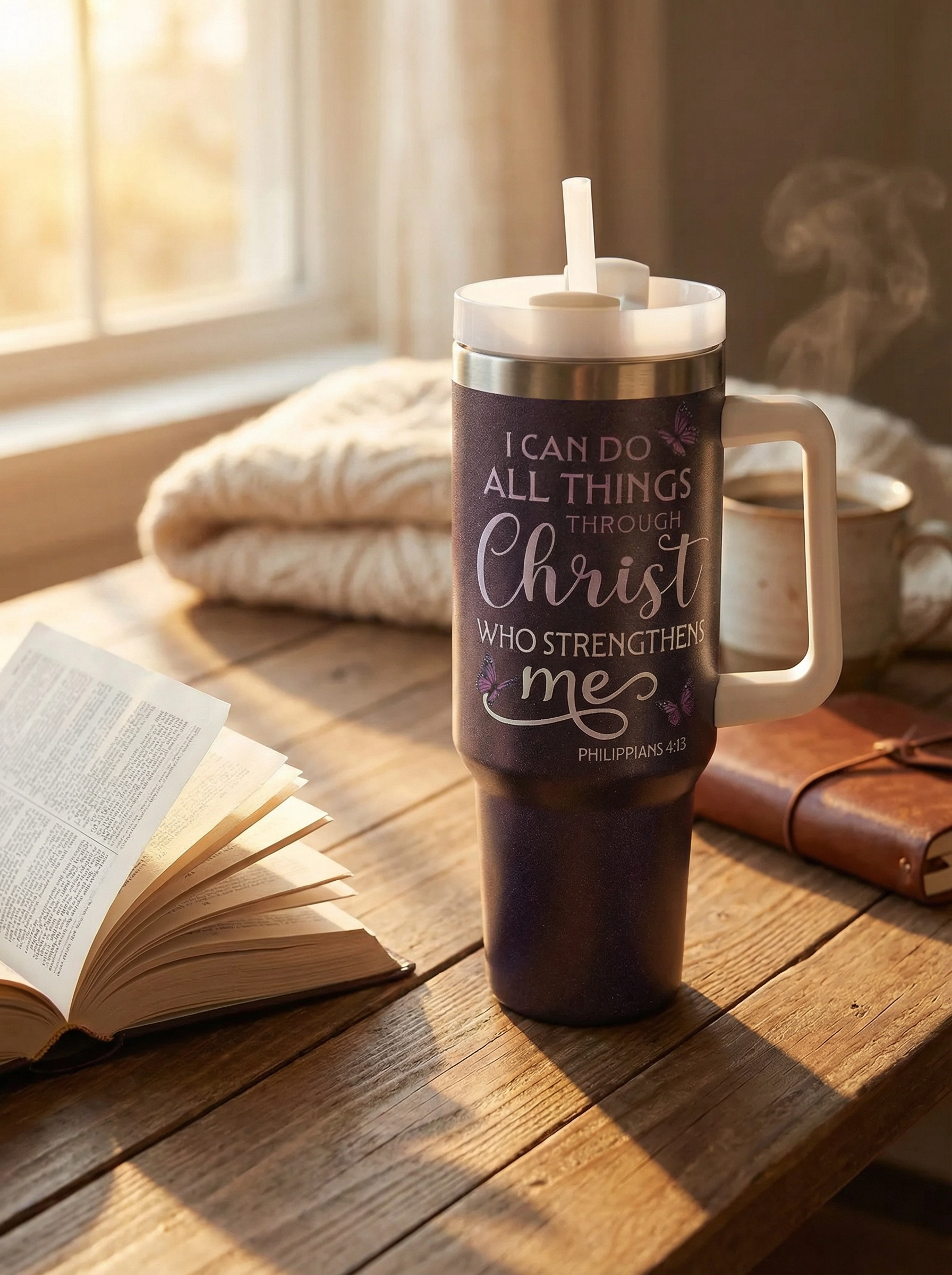 Philippians 4:13 Christian 40oz Tumbler with Handle