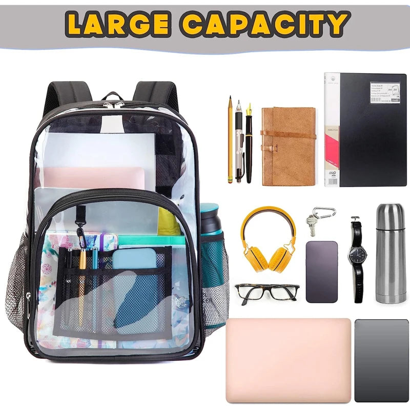 Clear Waterproof Backpack | Large Capacity Transparent School & Travel Bag