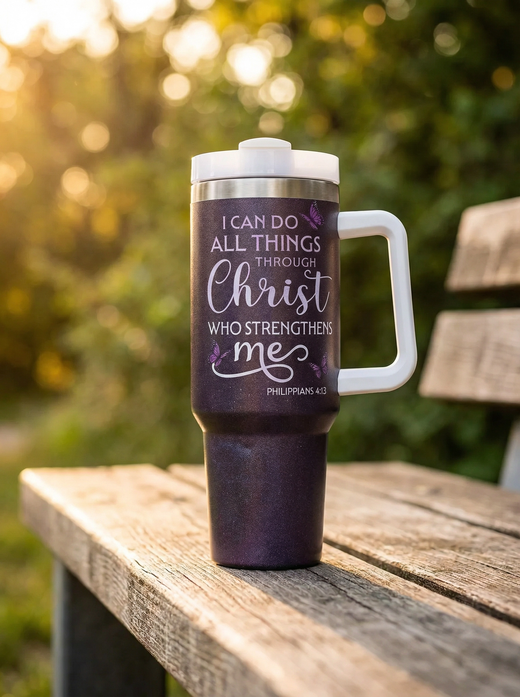 Philippians 4:13 Christian 40oz Tumbler with Handle